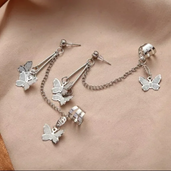 NEW Butterfly Cuff Tassle Earrings - Picture 2 of 5